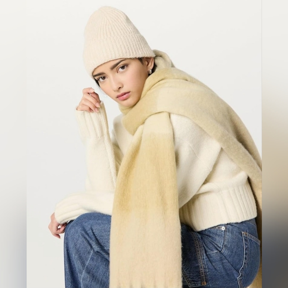 Cream Knit Beanie Staples Winter Hat off white beige